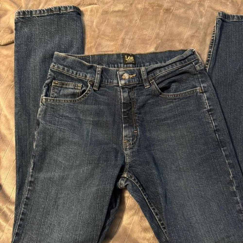 Lee Dungarees Athletic Fit Mens Dark Wash Denim Jeans‎ 30x32